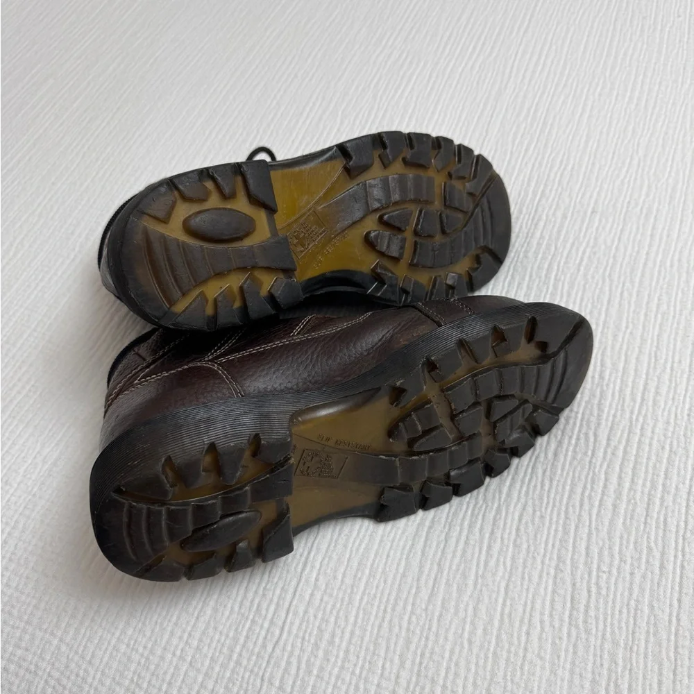 Dr. Martens DMs Industrial Steel Toe Boots 8M 9W Work Safety Brown Leather Rare